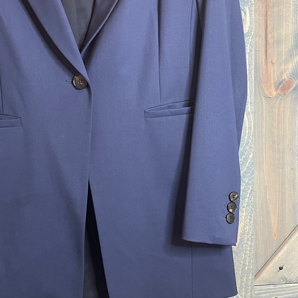 Lafayette 148 New York Blue Sport Coat Classic Tailored Blazer Virgin Wool - Picture 3 of 7